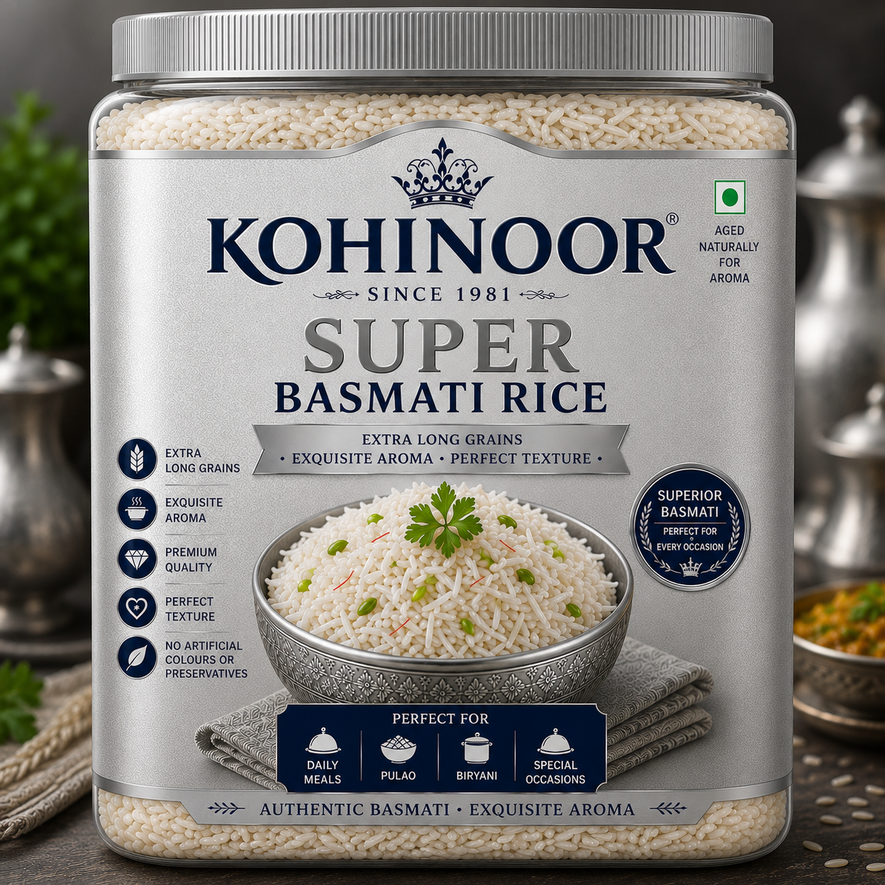 Kohinoor Basmati Super (Silver) Jar