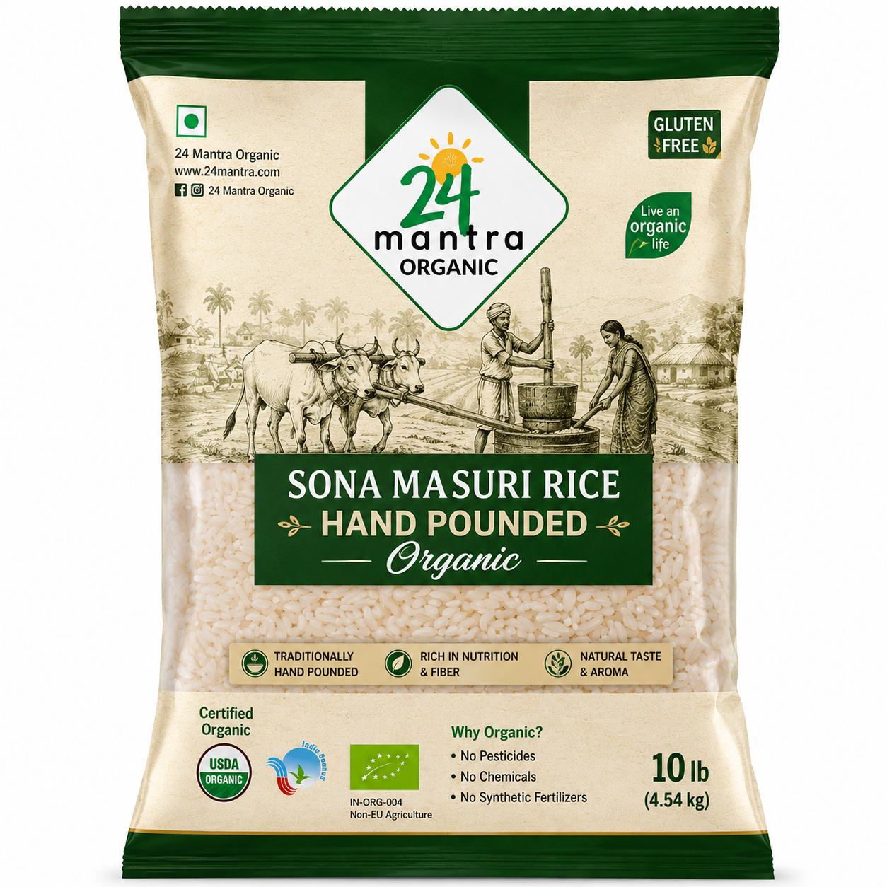 24 Mantra Sona Masuri Rice Hand Pounded Organic