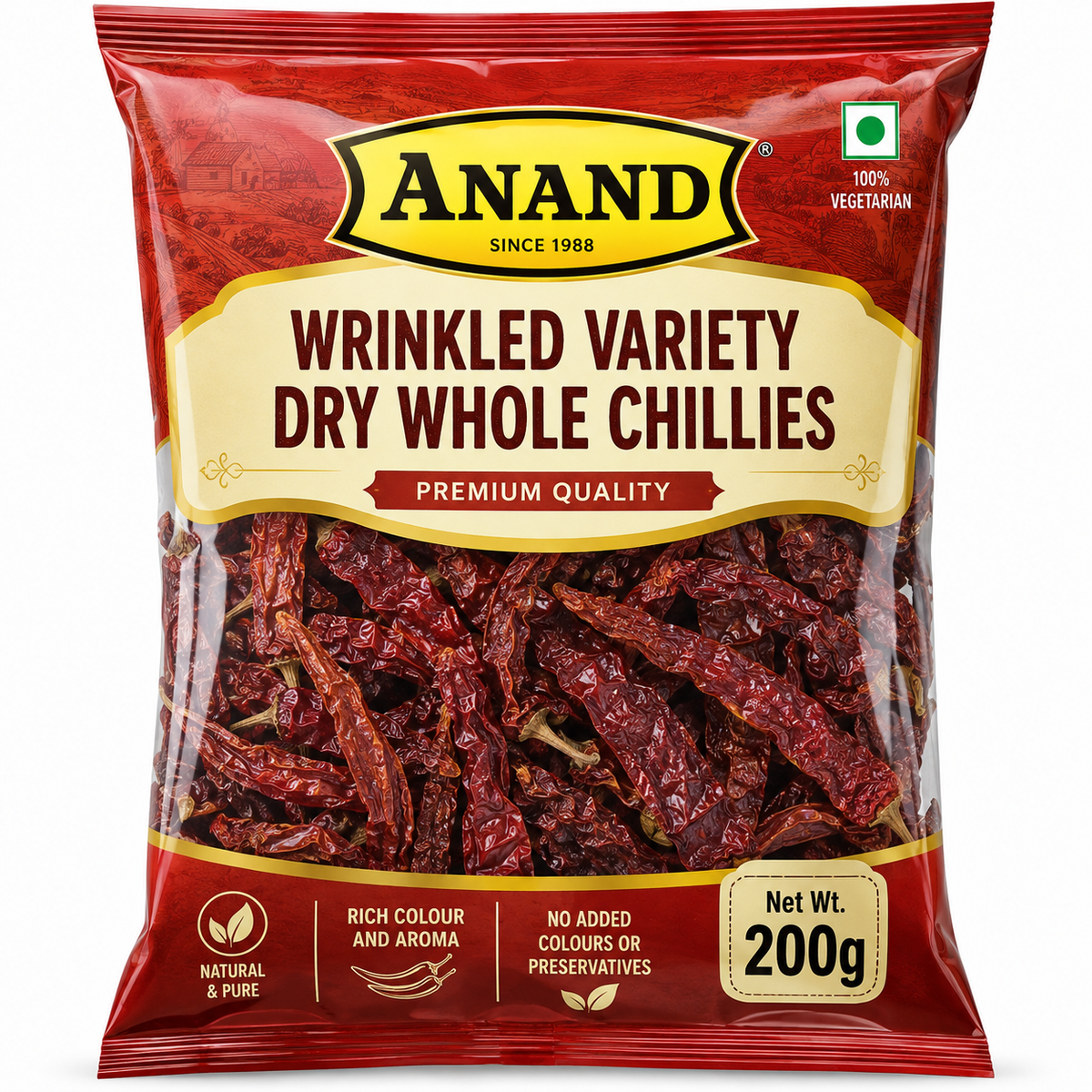 Anand Wrinkled Variety Dry Whole Chillies-200G