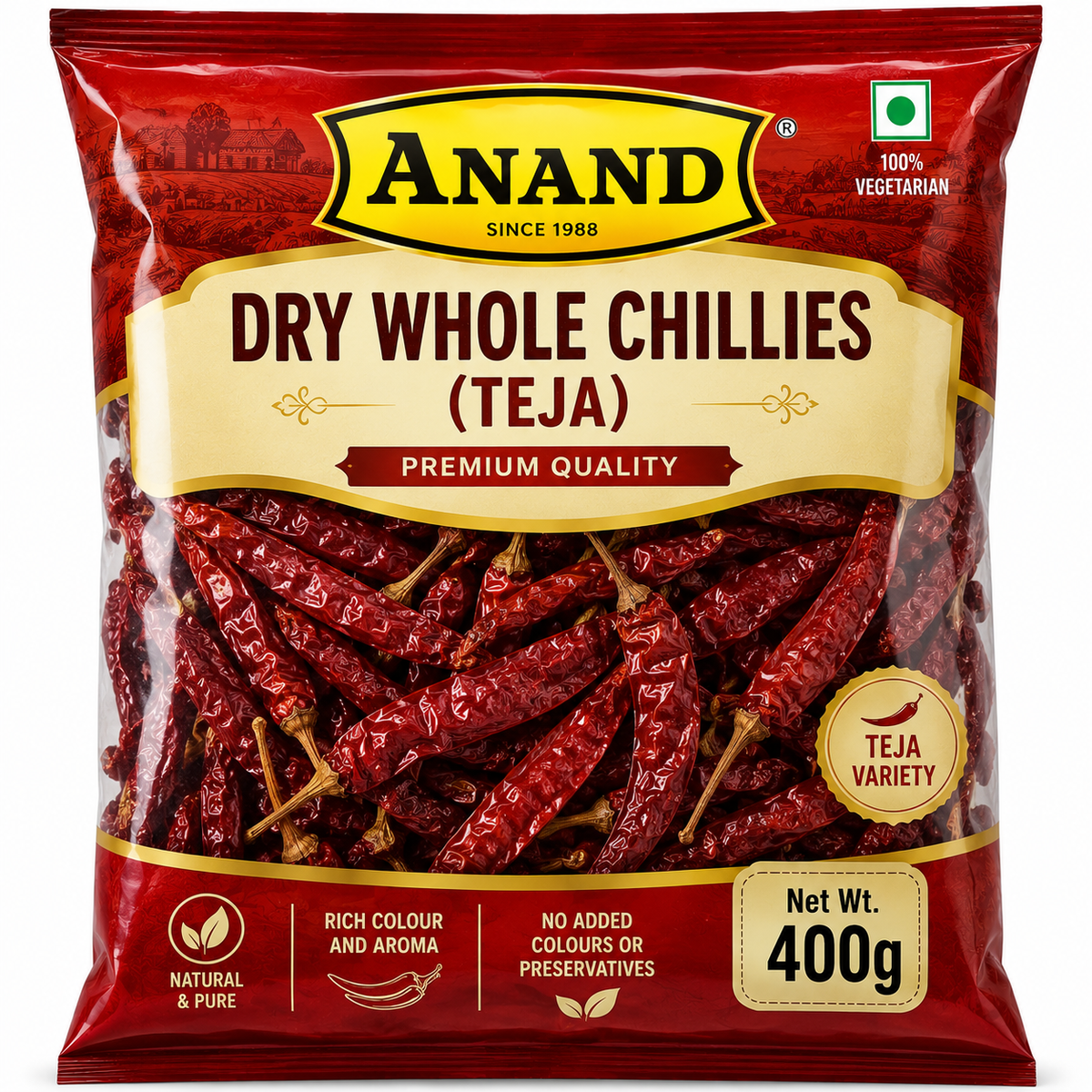 Anand Dry Whole Chillies (Teja)-400G