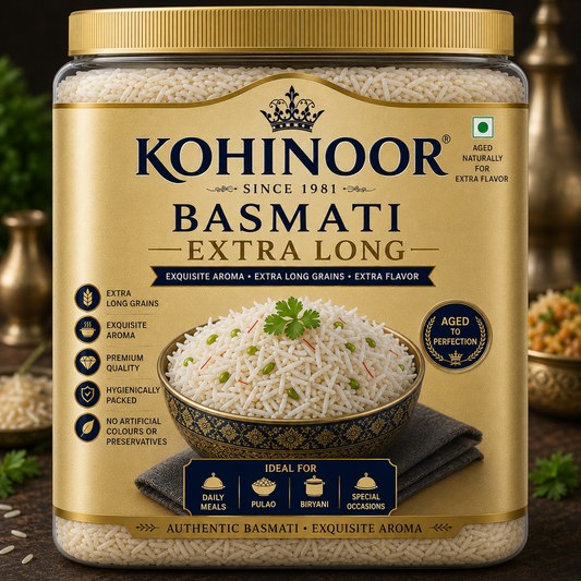 Kohinoor Basmati Extra Long Jar (Gold)