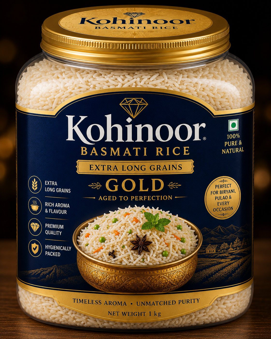 Kohinoor Basmati Extra Long (Gold) Jar