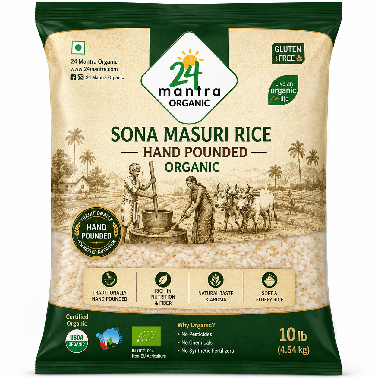24 Mantra Sona Masuri Rice Hand Pounded Organic